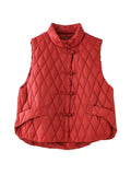 New Chinese Style Dish Buckle White Duck Down Down Vest Female Wear Winter New Fashion Diamond Large Size Vest Down Liner-Outfit