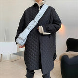 Winter Parka Thick Fashionable Silhouette Argyle Shirt Quilted Cotton Coat Female Oversize Thin Long Warm Jacket