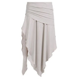 y2k Summer Skirt Women Solid Color Low Waist High Slit Ruched Irregular Hem Skirts 2000s Aesthetic Skirt