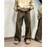 New Leopard Print Design Sense Hiphop High Street Pants Men's Vibe Tide Brand Straight Tube Micro Pants-Outfit