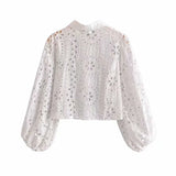 Spring Sleeves Embroidery White Shirt
