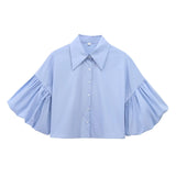 Short Top 2025 Spring Five-Sleeve Retro Temperament Bubble Sleeve Loose