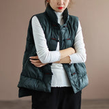 National Wind Down Vest Female Wear 2024 Winter New Plate Buckle Collar Light Warm White Duck Velvet Vest Coat-Outfit