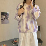 2021 Women Sweater Fall Winter Gentle Tie-dye Loose Outer Wear Jumper Sweet Pullover Long-sleeved knitted Sweater Clothes