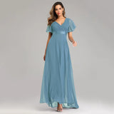 Folding Large Swing Double V-neck Flared Sleeves Elastic