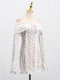 Wind Dress Woman 2025 Spring New Shoulder Lace Lace With High-End Feel Long-Sleeved Bagged Hip