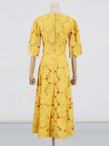 And Leisure Set Women's New Summer 2025 Vacation Wind Collar Embroidered Flower Slence Design Dress