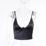 Toloer Sling V-Neck Simple Sexy Show Back Solid Color Versatile Vest Women's Slim