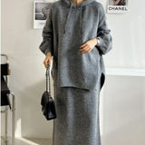 Chic Autumn And Winter Loose Large-Size Knitted Sweater + Half-Body Dress Two