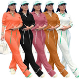 Toloer New Women's Casual Knit Wide-Leg Pants Suit-Outfit
