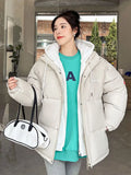 Winter Women Down Jacket Oversize Loose Hooded Female Puffer Jackets Short Padded Solid Womens Down Parka Warm