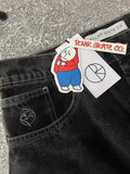 Clothes, Polar Boy Jeans, Original Gothic Hip-Hop Cartoon Embroidered Loose Jeans-Outfit