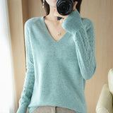 Toloer Out Makes Bottom Unlined Upper Garment Female Autumn Dong New Style Sweater Inside Jacket Long Sleeve Sets Foreign Style Slim V Gets Sweater Female-Outfit