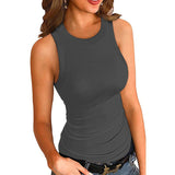 Toloer Women's Wish New Summer Solid Color Sleeveless Slim Jacket Small Vest