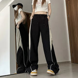 Contrasting Straight Leg Sweatpants-Outfit