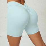 Toloer V Wrinkle Tight Hip Yoga Shorts New No Embarrassment Line Peach Hip Fitness Shorts-Outfit