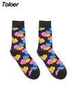 Men Socks Cartoon Cactus Flower Leaf Wood Plant Harajuku Funny Happy Hip Hop Skate Male Cotton Sock Street Style
