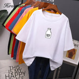 7 color Printed T Shirt Women 2020 New Harajuku Korean Oversized 100% Cotton Summer Tees Ins Soft Female