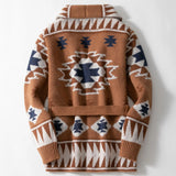 Men's Heavy Industry Plus Flower Sweater Autumn And Winter Thick Cardigan With Knit Coat