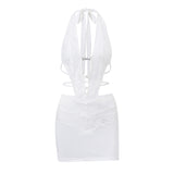 Toloer Women's Spring 2024 New Fashion Sexy Hot Girl Hollow-Out Neck With Fake Two Slim Buttock
