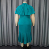 Fashion Cloak Sleeve Clam Dress Elegant Wind Party Fishtail Dress Party