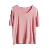 Modal T Shirt Women Summer Candy Color O Neck Basic Tshirts 9 Colors Tees for Ladies Ins Comfortable Female