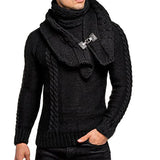 Toloer New Wish Men's Long Sleeve Scarf Can Be Dismantled Slim Jumper Knit Sweater