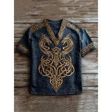 Men's Short-Sleeved Casual V-Neck T-Shirt 3D Digital Print