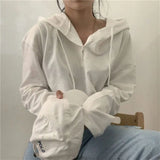 Toloer T-Shirt Hooded Female 2024 Autumn Dress New Korean Version Of Loose Plus-Size Button Bottom Shirt Thin Top To Wear-Outfit