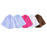 Spring And Summer New Women's Fashion Casual Collar Striped Wide-Sleeved