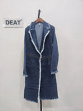 Women's Denim Trench Coat Patchwork Zipper Burrs Edge Long Sleeve Lapel Straight Windbreak 2024 Summer New Fashion 29L5181-Outfit
