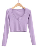 Rib Knit Long Sleeve Crop Top-Outfit
