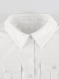 Pocket Button Down Cropped Blouse-Outfit