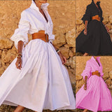 Toloer Spot 2024 Autumn New Women's Fashion Temperament Lapel Long Sleeve Casual Medium Long Dress-Outfit