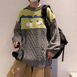 2022 Harajuku Knitted Sweaters Cartoon Sheep Pullovers Men Hip Hop Streetwear Sweater Male Autumn Winter Loose