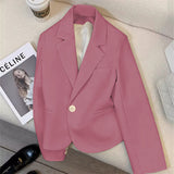 Toloer And Autumn New Fashion Small Web Celebrity Fried Street White Short Suit Jacket Female Simple All-Match Niche Suit-Outfit