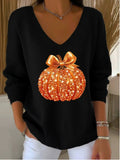 Coarse Needle Hot Selling 3D Digital Printed Lady V Collar Autumn Winter