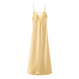 Homemade New Women's Dresses Classic Silk-Shythm-In-Sense Flute Sling With A