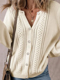 And Winter New Solid Color Hollow Commuting Single Row Buckle Knitted Jersey Sweater