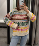 Colorful Jacquard Knitted Sweater-Outfit