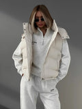 Jacket Vest 2024 Autumn / Winter New Fashion Hot Girls With Sleeveless Hooded Down Cotton Jacket-Outfit