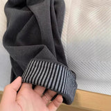 Temperament Gray High-Waisted Striped Curly-Fried Casual Pants Women's Spring And Autumn New Commuter Loose Broad-Legged
