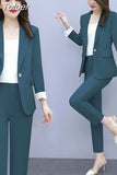Women Single Botton Work Blazer Suits Slim Loose Casual Pants Blazers Jackets With Trouser Two Pieces