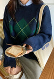 Vintage Argyle Pullover Sweater-Outfit