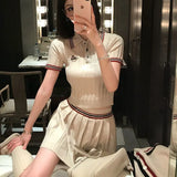 New Miu Knitted Top Three Sets Of Women's Autumn And Winter Knitted Cardigans Outside The 100-Fold Skirt