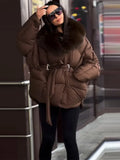 Autumn And Winter Women's Clothing Fashionable Thick Cotton Clothes Long Sleeves Removable Collar Splicing Coat