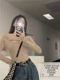 Toloer Long-Sleeved T-Shirt Women's Autumn 2024 New Hot Girl Sexy Slim Design Sense Bottom Shirt Student
