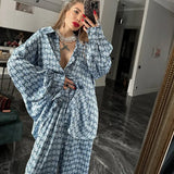 Toloer Spring / Summer 2024 Women's Wear With A Long-Sleeved Shirt Wide Leg Pants Letter Print Suit-Outfit