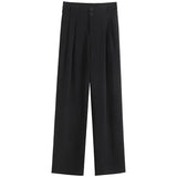 Toloer Wide Leg Pants Female Autumn High Waist Hanging Feeling Versatile Show Thin Drag Straight Pear Shape Pants Suit Pants-Outfit