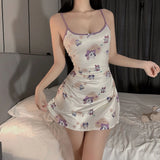 Sex Print Hanging Aja Skirt Bosom Girl Summer Sleeveless Tight Skirt Pure Hot Girl Sexy Pocketed